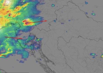 Novo olujno nevrijeme očekuje se iza 18 h sa jakom kišom, grmljavinom, jakim do olujnim vjetrom i lokalno ledom