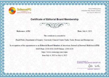 Prof. dr. Pašić imenovan za člana uredništva American Journal of Internal Medicine