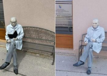 Vandalizam: Skulptura Ive Andrića ostala bez olovke, knjige i naočala