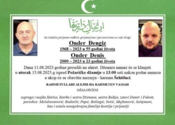 U Gradačcu dženaza žrtvama Nermina Sulejmanovića, ocu i sinu Đengiz Onderu i Denis Onderu
