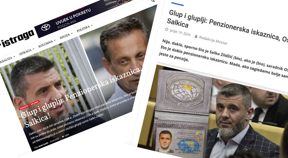 Portali navodno bliski SDA i novinar Avdo Avdić ismijavaju i vrijeđaju dojučerašnje stranačke perjanice Salku Zildžića i Mehmeda Osmanagića